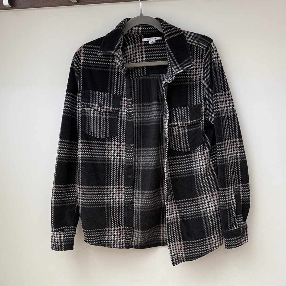 O'Neill Black and White Plaid Women's Shirt Jacket